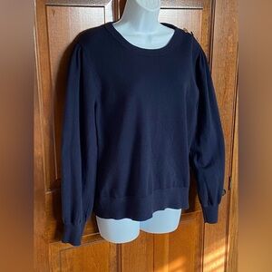 Velvet Heart LA Navy Blue Sweater with Gold plated buttons balloon sleeves XL